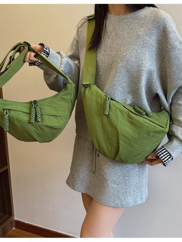 Women Large Capacity Canvas Crossbody Bag Casual Half Moon Dumpling Bag Adjustable Wide Strap Fashion Travel Messenger Bag