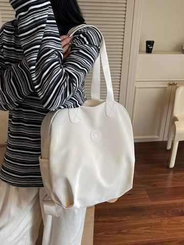 Large Capacity Nylon Backpack For Women Minimalist Solid Color Multifunctional Commuting Shoulder Bag Travel Rucksack