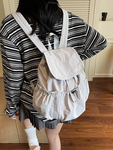 Women Nylon Drawstring Backpack Fashion School Bag For Outdoor Travel Large Capacity Casual Lightweight Daily Backpack