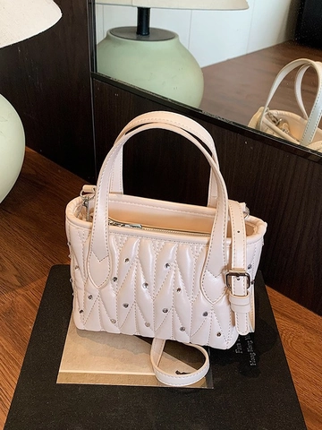 Women Rhinestone Quilted PU Leather Bucket Bag Wavy Matelasse Shoulder Bag Fashion Small Crossbody Chain Bag Versatile Purse