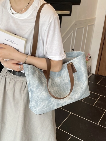 Large Capacity Women Tote Bag 2026 Minimalist PU Leather Shoulder Bag For Everyday Commute Casual Zipper Top Handbag