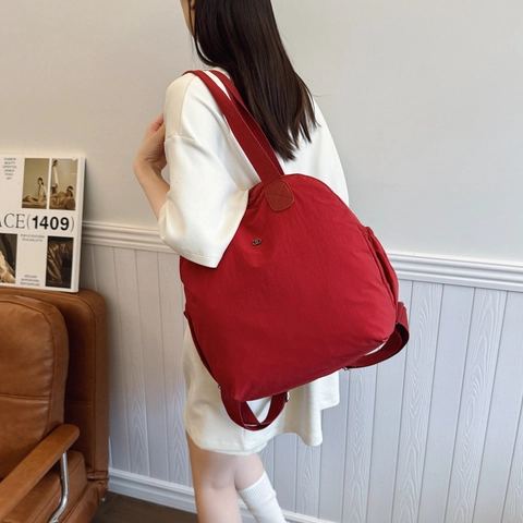 Damen Große Kapazität Wasserdicht Nylon Rucksack Casual Macaron Farbe Multifunktions Umhängetasche Reise Rucksack Student Schultasche