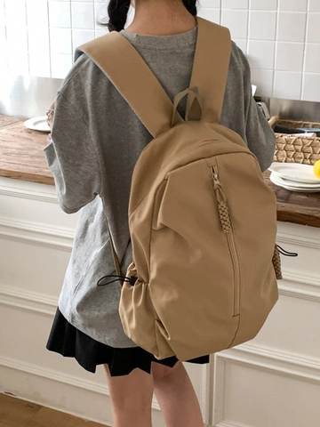 Large Capacity Minimalist Nylon Double Shoulder Backpack Fashion School Bag For Women Men Student Casual Travel Rucksack