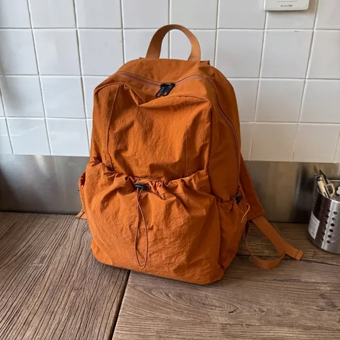Fashion Nylon Drawstring Backpack For Women Casual Pleated School Bag Large Capacity Outdoor Travel Daypack College Student Backpack