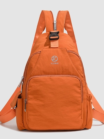 Women Casual Nylon Multi-Pocket Backpack Versatile Crossbody Chest Bag Fashion Commuting Lightweight Pleated Daypack