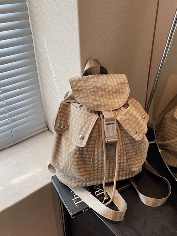 Zaino Casual da Donna con Motivo a Quadretti Leggero Borsa da Scuola Plaid Retrò Zaino da Viaggio per Studenti Pendolarismo