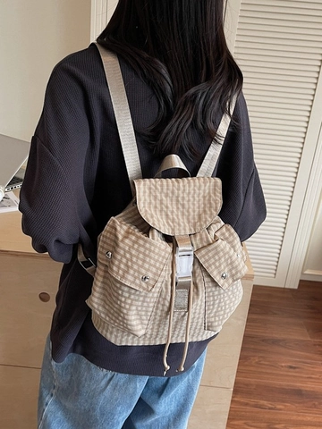 Zaino Casual da Donna con Motivo a Quadretti Leggero Borsa da Scuola Plaid Retrò Zaino da Viaggio per Studenti Pendolarismo