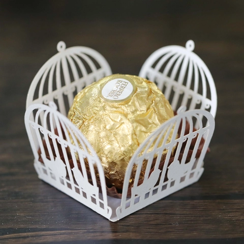 Elegante Lasergeschnittene Papier Vogelkäfig Süßigkeitenschachtel Hohle Schokolade Dekorative Hülle Für Hochzeit Geburtstag Party Feier