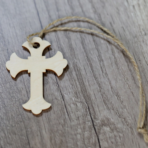 Hohl Geschnittenes Lindenholz Kreuz Anhänger Hanfseil Retro Laser Geschnitten Holz Hängende Dekoration Für Hochzeit Urlaub