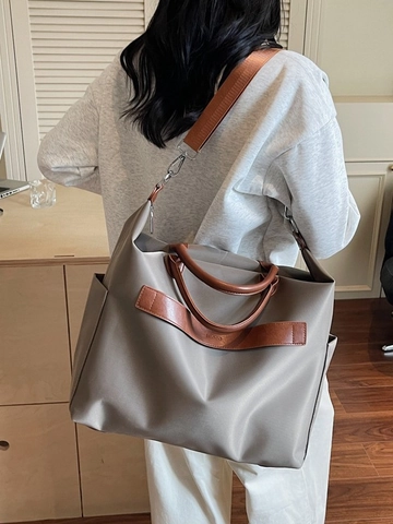 Sac Fourre-tout en Tissu de Grande Capacité pour Femmes Décontracté Sac Bandoulière en Nylon Simple Étudiants École Déplacement Voyage Sac à Main