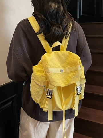 Koreaanse Stijl Dames Rugzak Rimpelig Nylon Grote Capaciteit Mode Schooltas Casual Reisrugzak Met Metalen Gespen