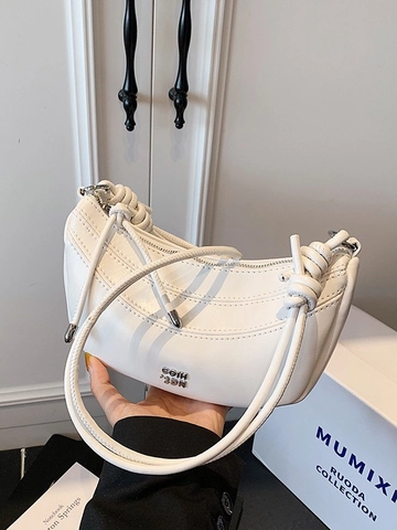 Borsa a Spalla da Donna Trendy in Pelle PU a Mezzaluna Minimalista Sottobraccio Tracolla Con Tracolla a Nodo Moda Quotidiana