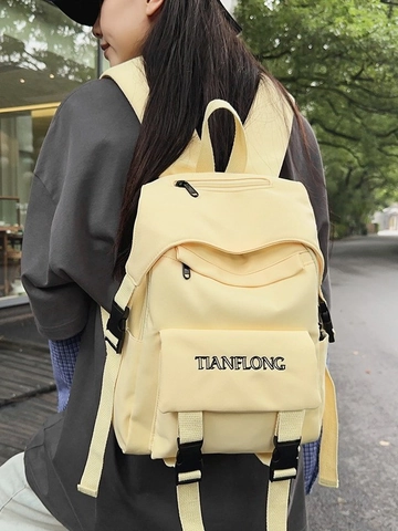 Zaino Casual in Nylon per Studenti Stile Harajuku Coreano Grande Capacità Zaino da Scuola Con Ricamo di Lettere per Unisex Quotidiano Viaggio