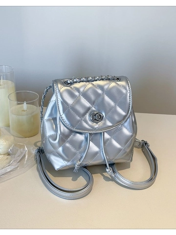 Mochila Mini Acolchada de Rombos de Moda para Mujer Cuero PU Correa de Cadena Mochila Pequeña Color Sólido Casual Bolsa de Viaje para Niñas