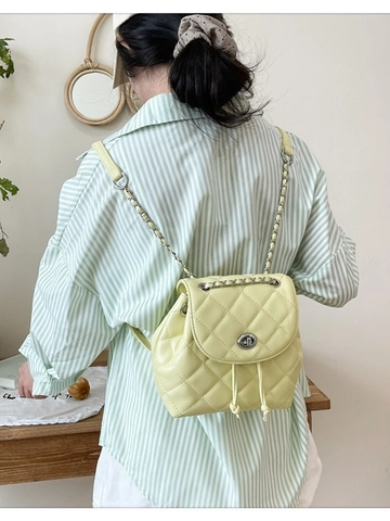 Mochila Mini Acolchada de Rombos de Moda para Mujer Cuero PU Correa de Cadena Mochila Pequeña Color Sólido Casual Bolsa de Viaje para Niñas