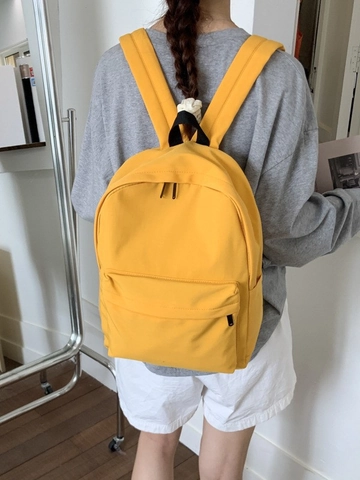 Sac à Dos en Nylon Couleur Unie Minimaliste pour Femmes Hommes Étudiant Grande Capacité Léger École Voyage Sac à Dos