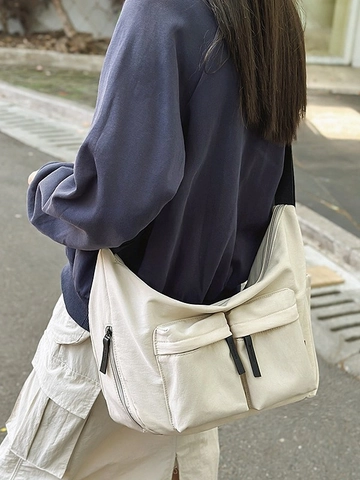 Borsa a Tracolla in Nylon di Grande Capacità per Donna Leggera Multitasca Borsa Dumpling Casual Messenger Bag Borsa a Spalla