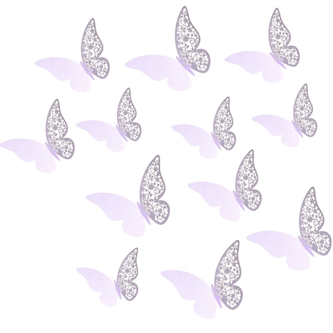 3D Laser Hohl Schmetterling Wandaufkleber Doppelschicht Perlpapier Karton DIY Haus Party Hochzeit Dekoration Aufkleber