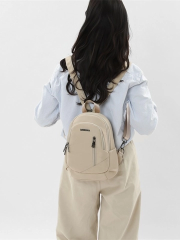 Fashion Women Mini Canvas Backpack Large Capacity Multi Pocket Casual Crossbody Bag Lightweight Travel Shoulder Backpack