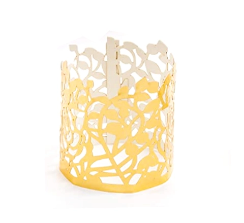 Paralume in Carta a Forma di Rosa Traforato con Taglio Laser in Carta Perlata Decorativo Copertura per Candele LED per Matrimonio