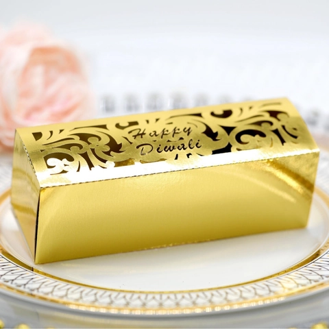 Laser Cut Hollow Candy Boxes Happy Diwali Pearl Paper Chocolate Gift Packaging For Wedding Party Celebration Decorations