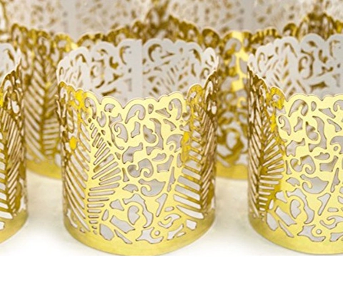 Laser Cut Paper Candle Wraps Leaf Hollow Pattern Decorative Lampshade For LED Tea Lights Wedding Party Table Decor