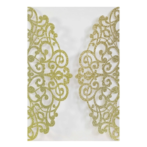 Copertina per Invito di Nozze Taglio Laser Elegante Carta Luccicante Design Floreale Traforato Supporto per Carte di Fidanzamento