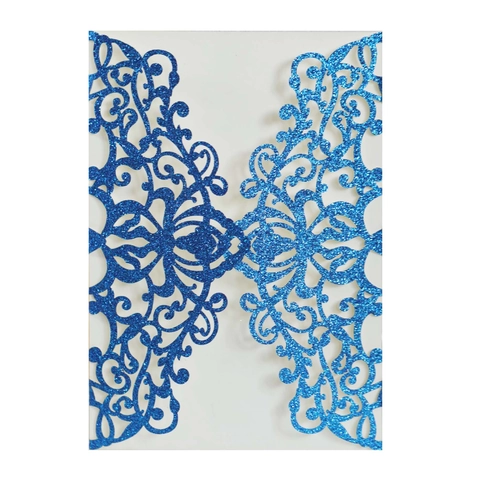 Laser Cut Glitter Paper Wedding Invitation Card Sleeves European Style Hollow Floral Pattern Party Banquet Invitation Covers