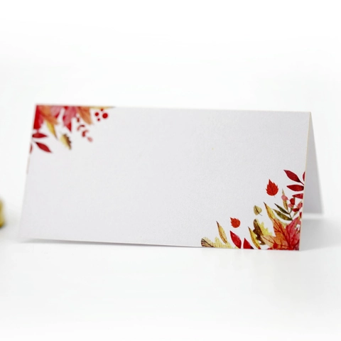 Autumn Maple Leaf Printed Tent Place Cards White Cardstock Table Name Cards For Thanksgiving Wedding Party Banquet Event