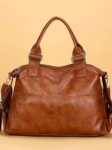 Women Large Capacity PU Leather Tote Bag Fashion Retro Shoulder Crossbody Handbag For Work Daily Commute Versatile Bag