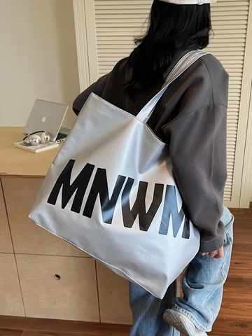 Damen Große Kapazität Buchstaben Druck Tote Bag Minimalistisch Stoff Schultertasche Vielseitig Koreanischer Stil Sommer Handtasche