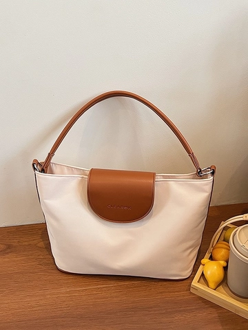Bolso de Hombro de Gran Capacidad para Mujer Cuero PU Bolso Tote Retazos Color de Contraste Moda de Verano para Uso Diario