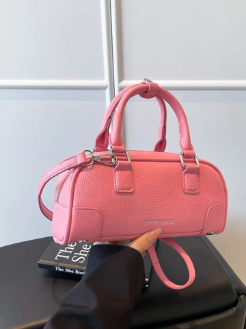 Women Vintage PU Leather Litchi Grain Pillow Bag Small Fashion Bowling Handbag Minimalist Crossbody Shoulder Bag For Daily