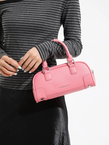Women Vintage PU Leather Litchi Grain Pillow Bag Small Fashion Bowling Handbag Minimalist Crossbody Shoulder Bag For Daily