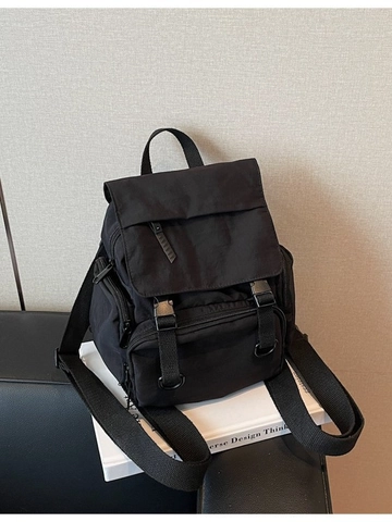 Mini Backpack Nylon Multi Pocket Double Buckle Flap Shoulder Bag Casual Travel Minimalist Japanese Style For Women