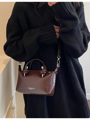 Damen Stilvolle PU Leder Zylindertasche Minimalistische Vielseitige Handtasche Trendige Boston Umhängetasche Tägliche Pendlertasche