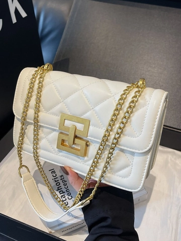 Women Quilted Chain Shoulder Bag Classic Diamond Pattern PU Leather Luxury Metal Lock Crossbody Bag Fashion Square Handbag