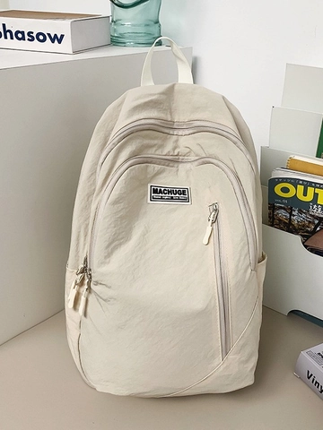 Minimalist Nylon Waterproof Backpack For Women Large Capacity Casual Travel School Bag Fashion Wrinkled Design Commuter Daypack