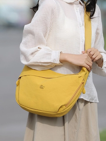 Large Capacity Canvas Crossbody Dumpling Bag For Women Minimalist Commuter Shoulder Bag Solid Color Casual Hobo Purse Bag