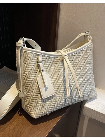 Women Braided PU Leather Crossbody Bag Fashion Woven Shoulder Bag Casual Tote Bag With Single Strap Elegant Daily Handbag