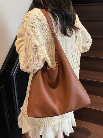Bolso Tote Retro de Gran Capacidad para Mujer de Cuero PU 2026 Casual Hobo Bolso de Hombro Elegante Textura Granulada Bolso de Mano