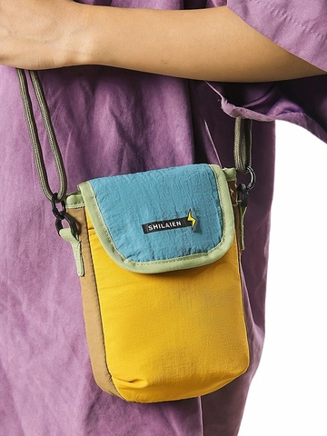 Sac Bandoulière Femme en Nylon Sac de Téléphone Mode Contraste de Couleurs Mini Sac à Épaule Avec Sangle de Corde Réglable