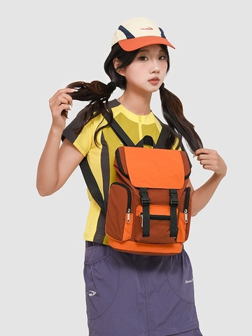 Mochila de Nailon con Bloques de Color de Moda para Mujer Resistente al Agua Estilo Casual de Trabajo con Múltiples Bolsillos