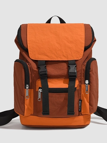 Mochila de Nailon con Bloques de Color de Moda para Mujer Resistente al Agua Estilo Casual de Trabajo con Múltiples Bolsillos