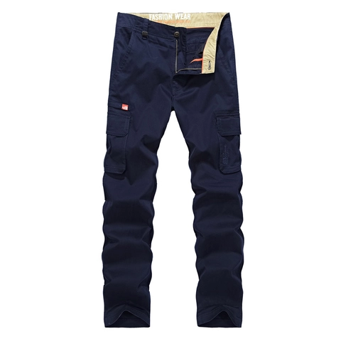 Herren Casual Multi-Tasche Cargo-Hosen Frühling Locker Baumwolle Gerades Bein Militär-Stil Outdoor Mode Lange Hosen