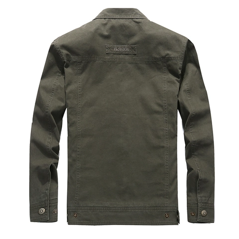 Veste de Travail Décontractée en Coton pour Hommes Manteau Utilitaire Extérieur Brodé Avec Badge Simple Boutonnage Longueur Régulière