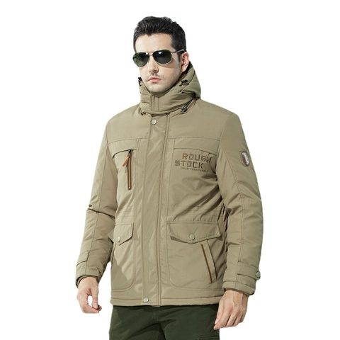 Giacca Imbottita Invernale Da Uomo Ispessita In Pile Con Cappuccio Parka Antivento Cargo Multitasche Cappotto In Cotone Outdoor Taglie Forti