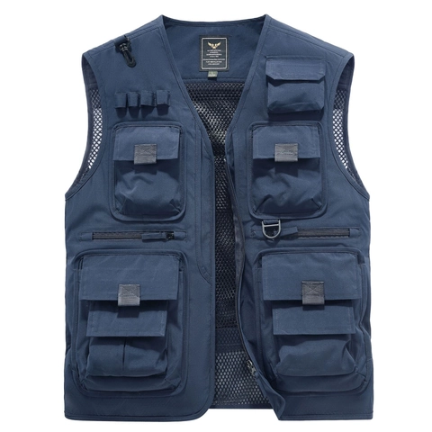 Gilet de Pêche de Plein Air pour Homme avec Plusieurs Poches Séchage Rapide Maille Respirante Photographie Cargo Tactique Militaire sans Manches