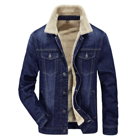 Herren Winter Denim Jacke Mit Fleece Gefüttert Warm Sherpa Kragen Jeansmantel Plus Size Casual Baumwolle Outerwear Herren
