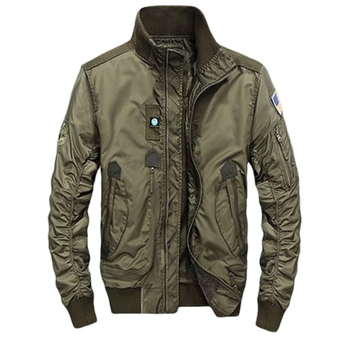 Giacca Bomber da Pilota da Uomo Stile Militare Cappotto da Volo Casual Con Toppa Ricamata Finiture a Costine in Pelo di Coniglio